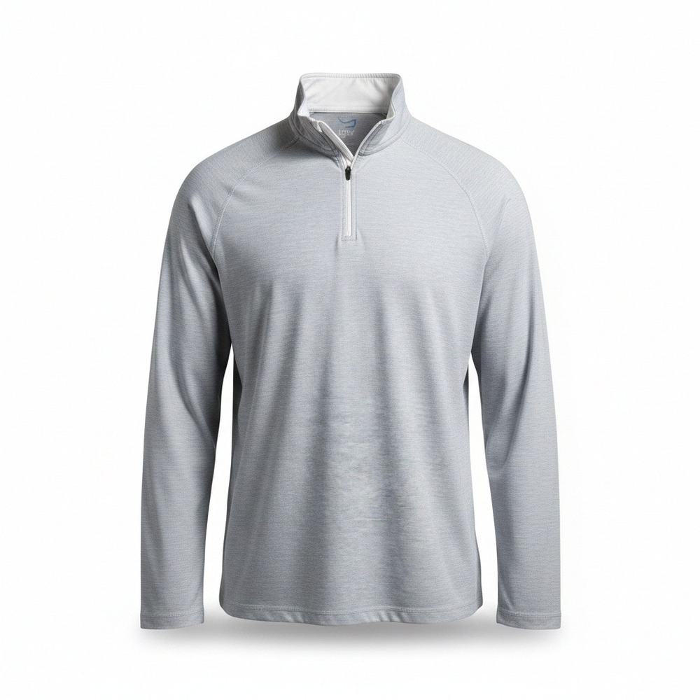 TGW Mens 1/4 Zip Golf Pullover Light Gray Heathered Long Sleeve Performance XL - Picture 2 of 6